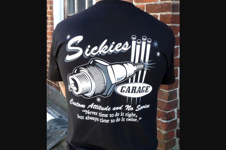Sickies Garage Men's Black "Custom Attitude and No Service" T-shirt