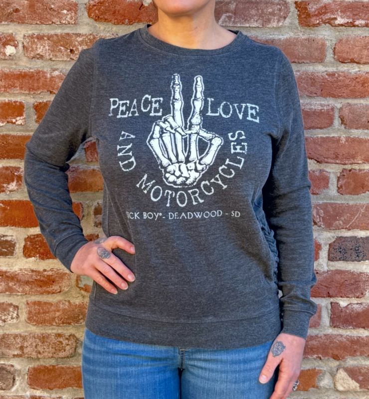 Ladies Peace Love Side Lace Sweat