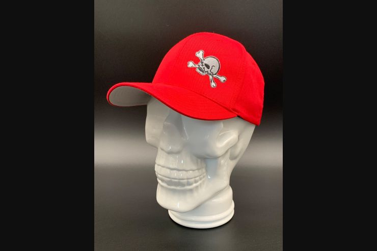 Sick Boy Red Flex Fit Cap with Skull and Bones
