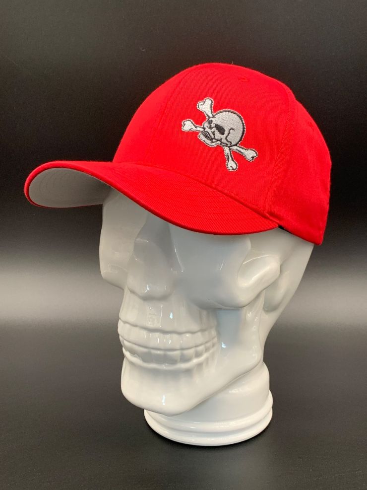 Sick Boy Red Flex Fit Cap with Skull and Bones