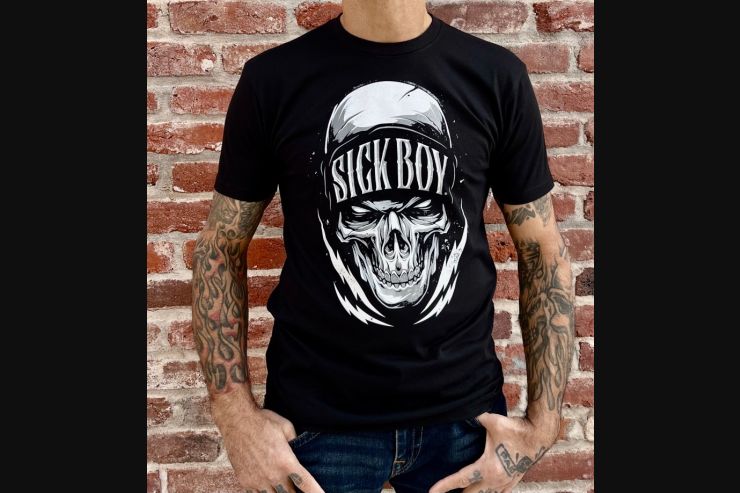 Black Lightning Skull Fitted Tee