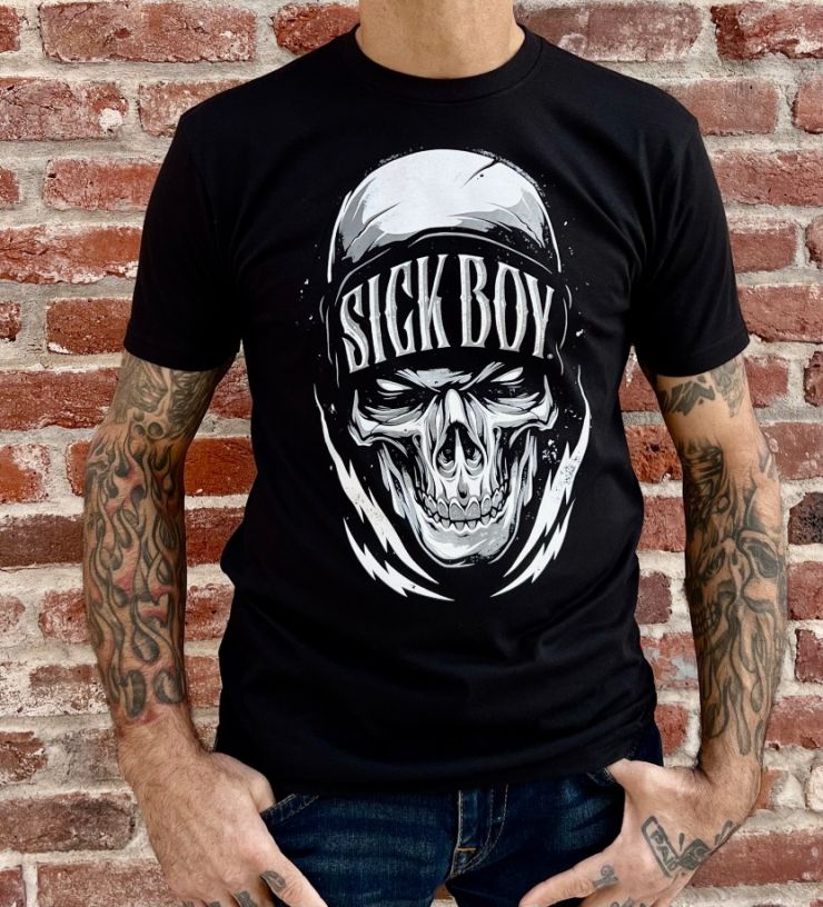 Black Lightning Skull Fitted Tee