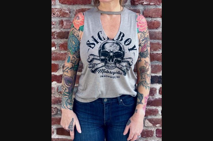 Ladies Sick Boy Grey Cut Neck Tank