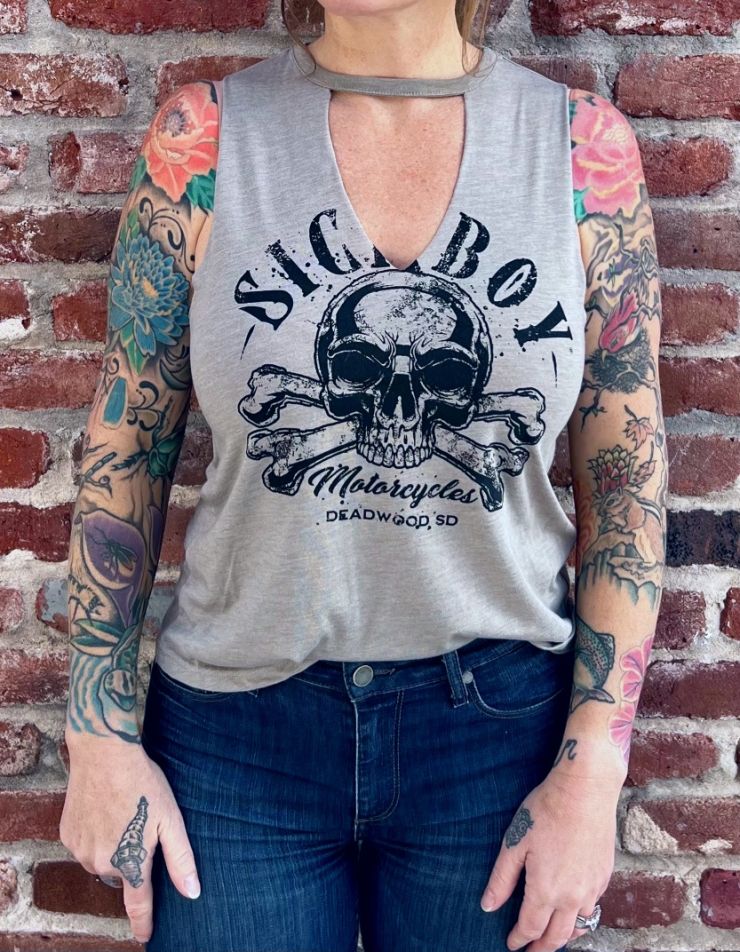 Ladies Sick Boy Grey Cut Neck Tank