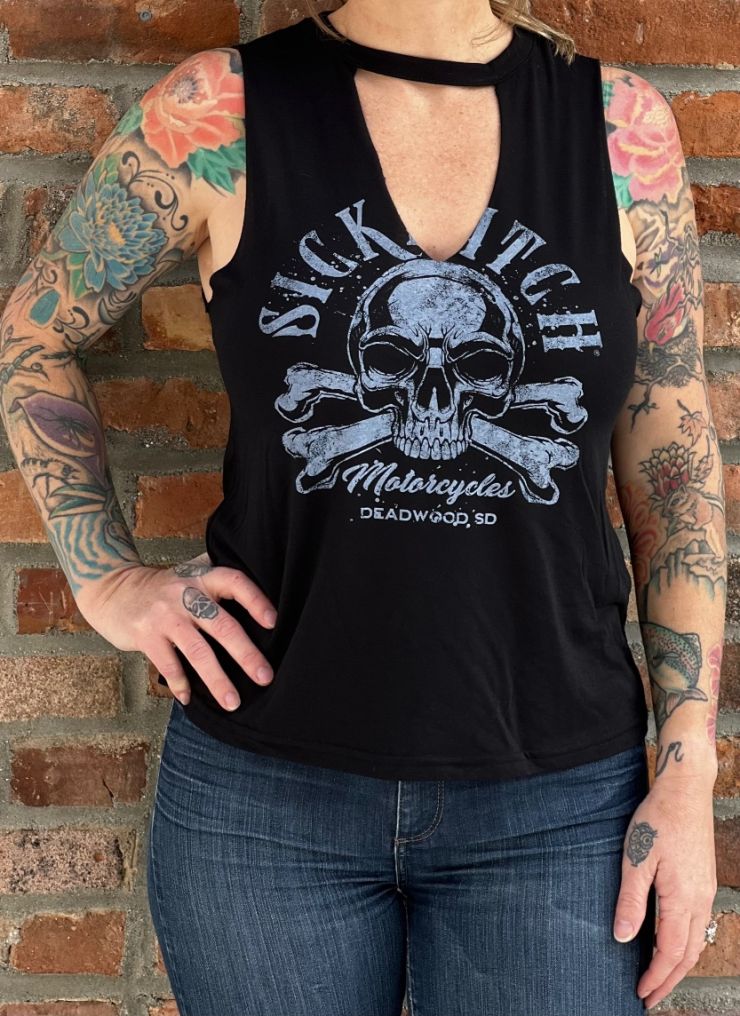 Ladies Sick Bitch Black Cut Neck Tank