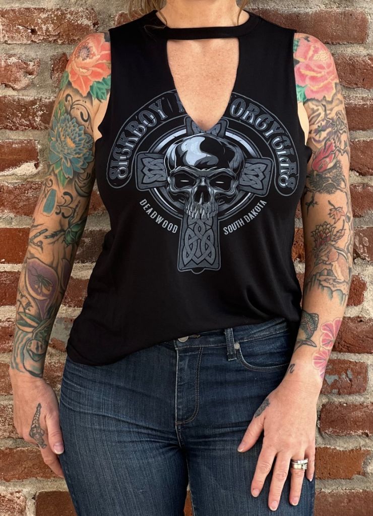 Ladies Cross Black Cut Tank