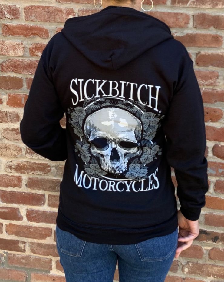 Ladies Skull Rose Zip-up Sweatshirt