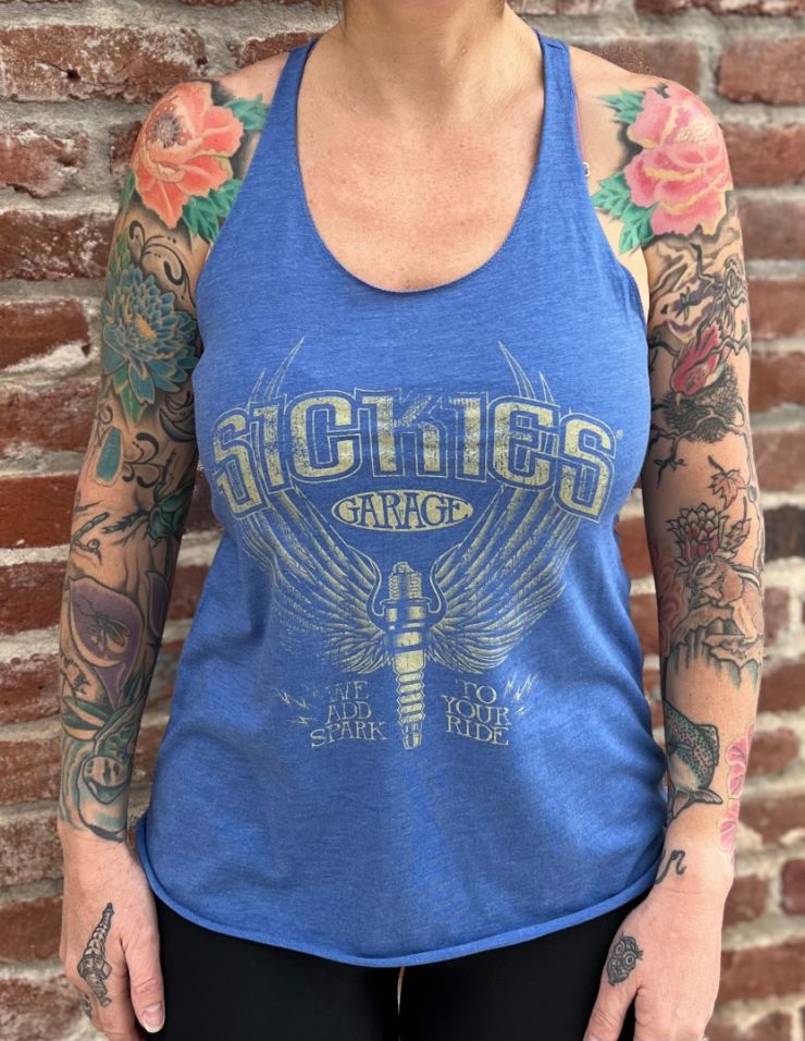 Ladies Blue Sickies Garage tank