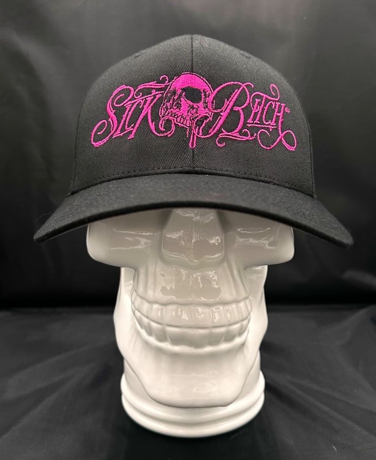 Sick Bitch Pink Skull Fitted Hat