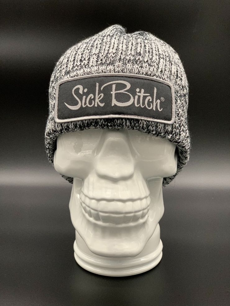 Sick Bitch Heather Black Knit Hat