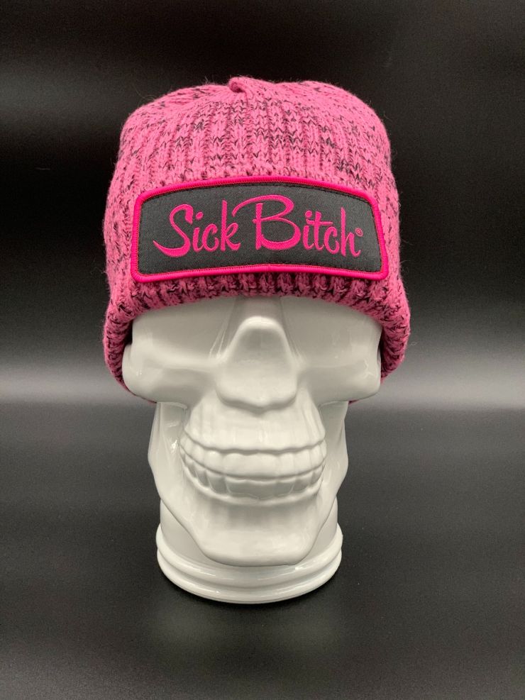 Sick Bitch Heather Pink Knit Hat