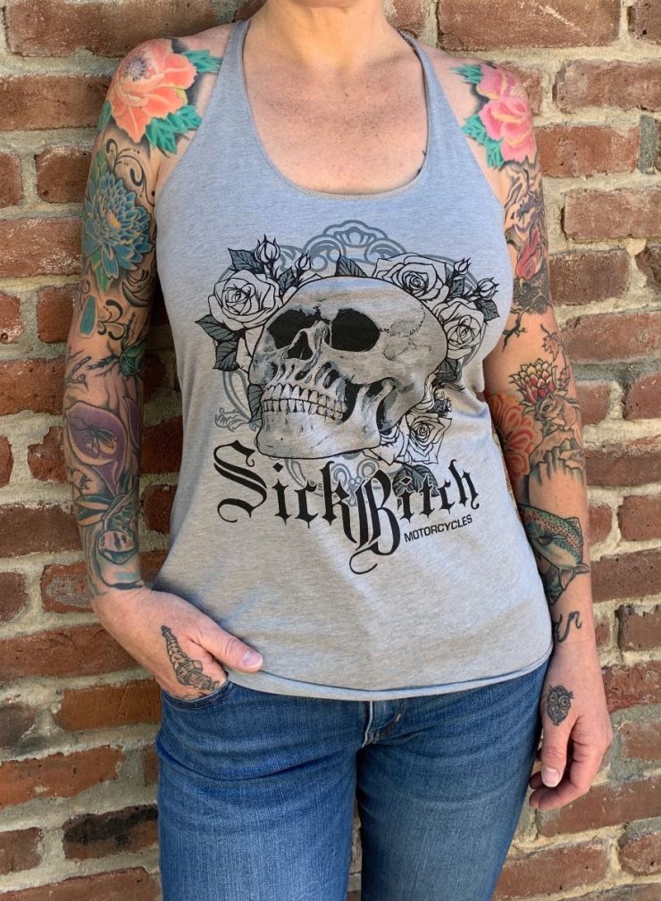 Sick Bitch Grey Skull Tank