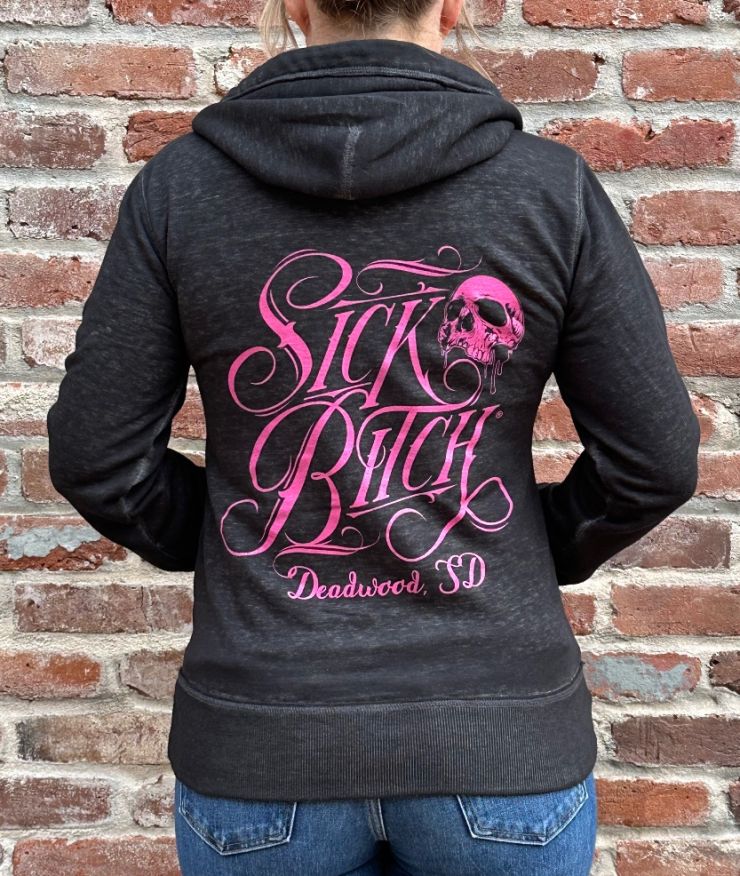Sick Bitch Pink Skull Zen Hoodie