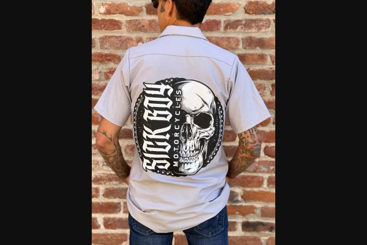 Grey faded Skull Work Shirt