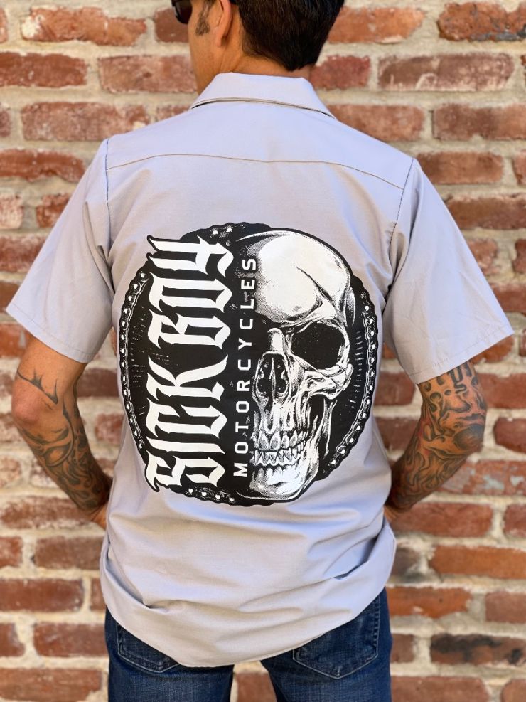 Grey faded Skull Work Shirt