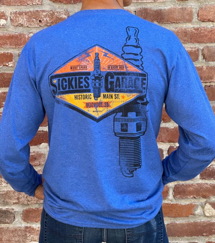 Sickies Garage Blue Spark Plug Long Sleeve