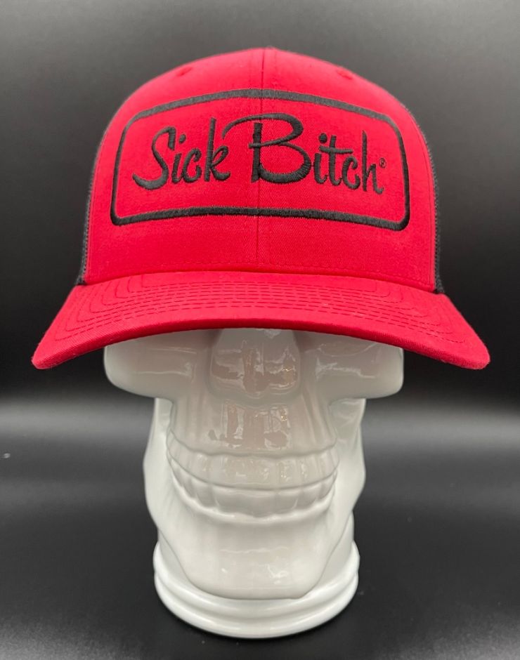 Sick Bitch Curved Red/Black Snapback 
