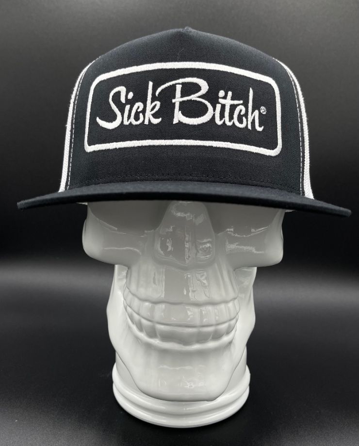 Sick Bitch B/W Flat Snapback Hat