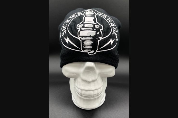 Spark plug printed knit hat