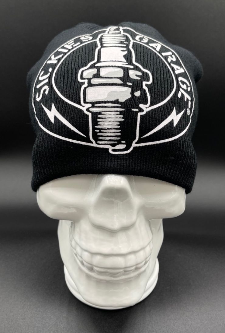 Spark plug printed knit hat