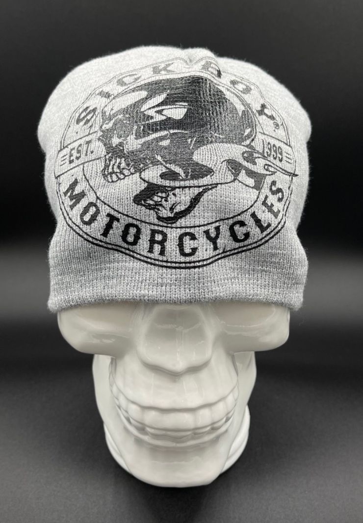 Grey anniversary printed knit hat