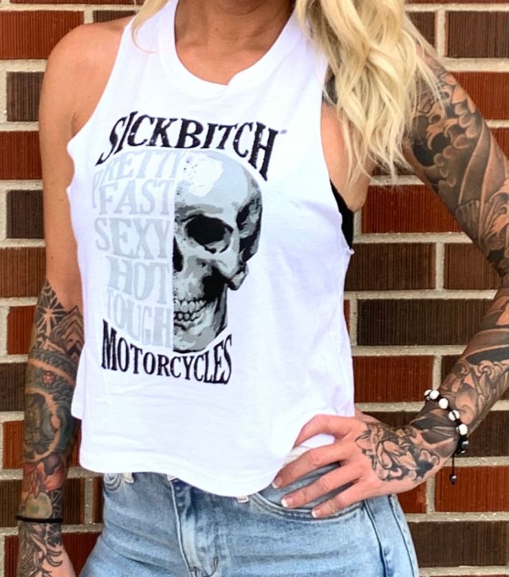 Ladies pretty fast white crop tank