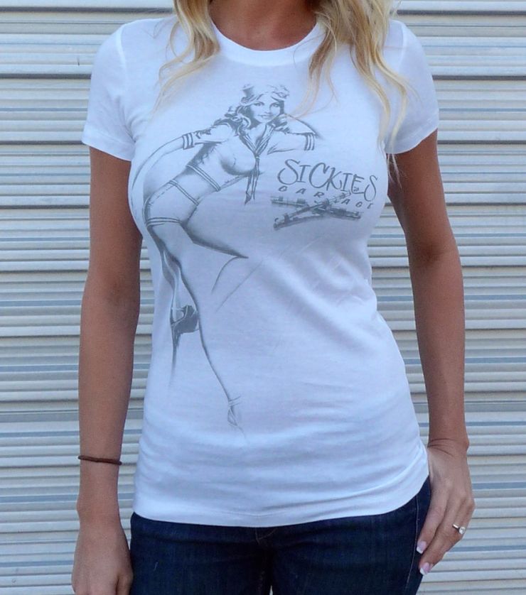 Ladies White Cam Tee
