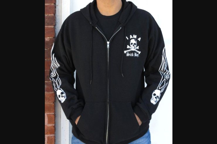 Sick Boy Black "I Am a Sick Boy" ZIPPERED Men's Hooded Sweatshirt