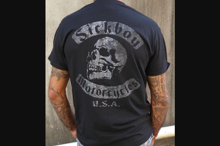 Sick Boy Motorcycles Black Skull Rocker T-shirt