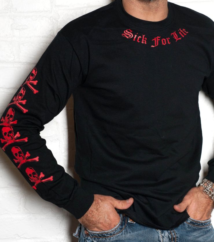 Sick Boy Black and Red "Sick For Life" Men's Long Sleeve T-shirt