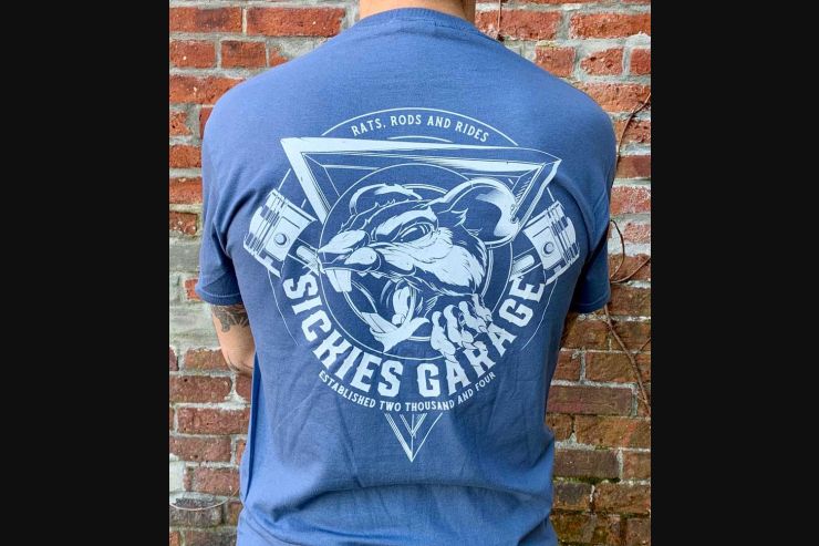 Sickies Garage Blue Rats, Rods, and Rides T-Shirt