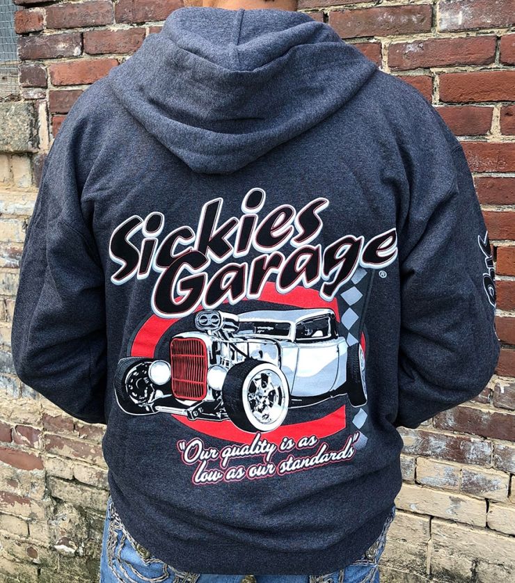Sickies Garage Car Zip-Up Hooded Sweatshirt