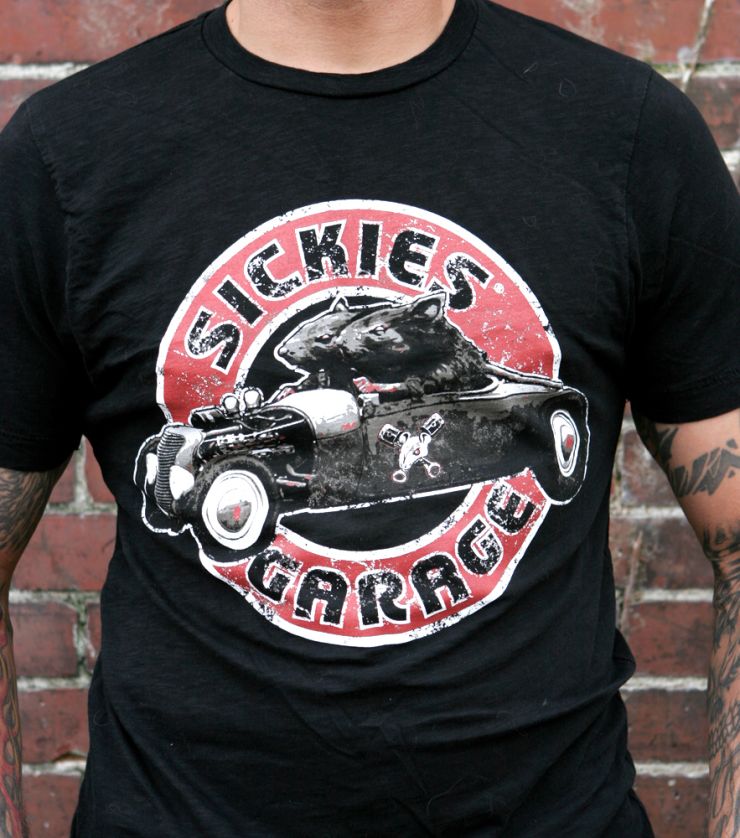 Sickies Black Rat and Hot Rod T-shirt
