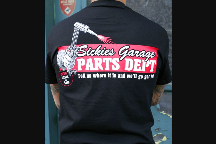 Sickies Garage Men's Black "Parts Dept" T-shirt