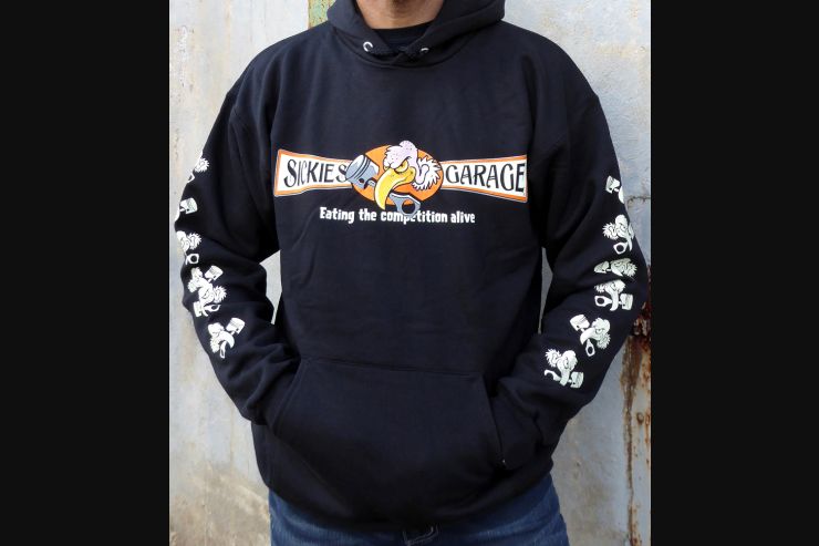 Sickies Garage ​Men's Black Vulture Hooded Sweatshirt