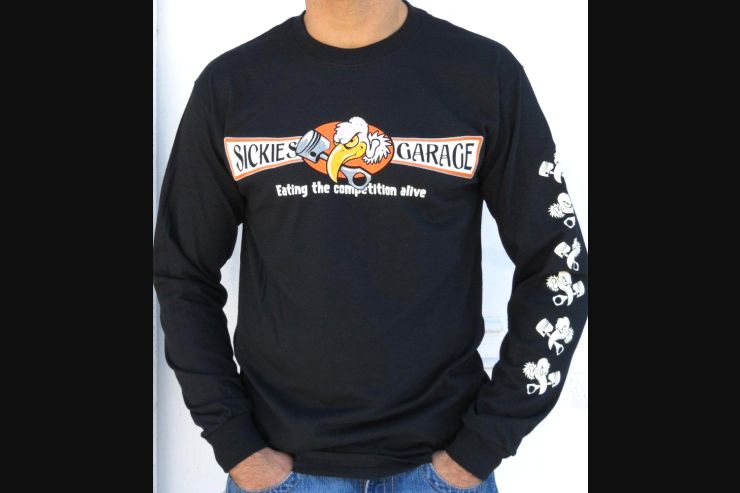 Sickies Garage Men's Black Vulture Long Sleeve T-shirt