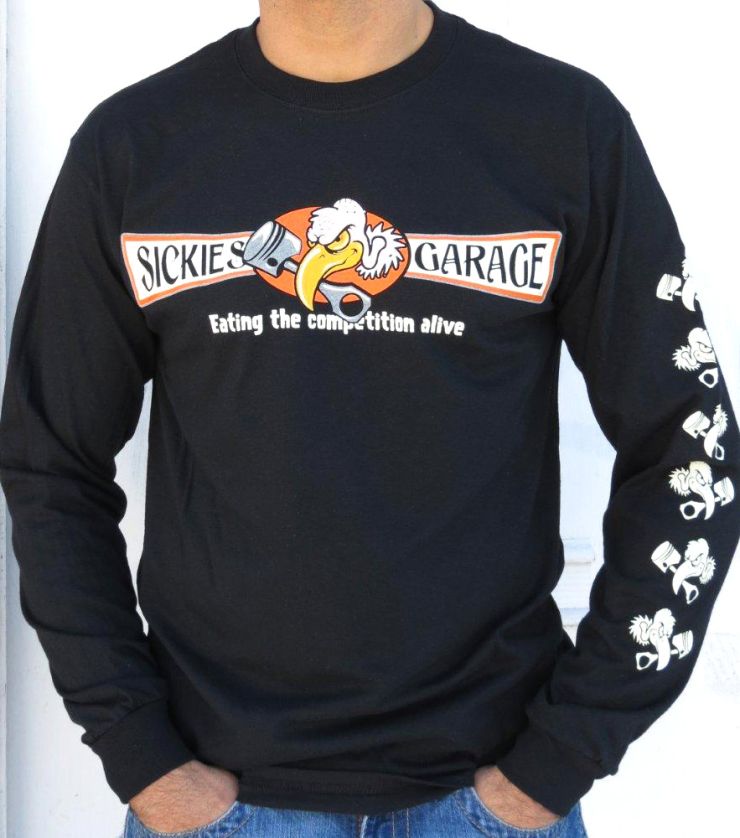 Sickies Garage Men's Black Vulture Long Sleeve T-shirt